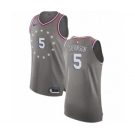 Men's Nike Philadelphia 76ers #5 Amir Johnson Authentic Gray NBA Jersey - City Edition