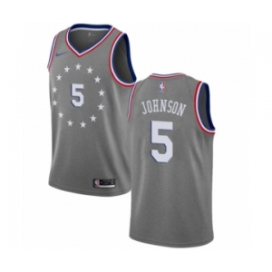 Men's Nike Philadelphia 76ers #5 Amir Johnson Swingman Gray NBA Jersey - City Edition