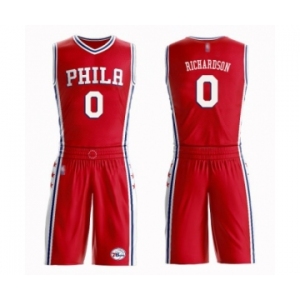 Men's Philadelphia 76ers #0 Josh Richardson Authentic Red Basketball Suit Jersey Statement Edition