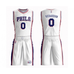 Men's Philadelphia 76ers #0 Josh Richardson Authentic White Basketball Suit Jersey - Association Edition