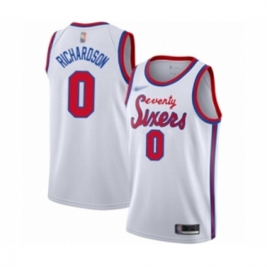 Men's Philadelphia 76ers #0 Josh Richardson Authentic White Hardwood Classics Basketball Jersey