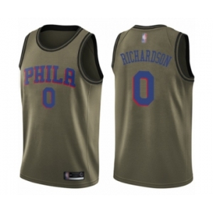 Men's Philadelphia 76ers #0 Josh Richardson Swingman Green Salute to Service Basketball Jersey