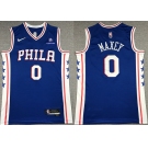 Men's Philadelphia 76ers #0 Tyrese Maxey Royal 75th Anniversary Icon Edition Swingman Stitched Jersey