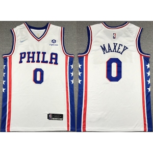 Men's Philadelphia 76ers #0 Tyrese Maxey White 75th Anniversary Association Edition Swingman Stitched Jersey