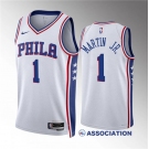 Men's Philadelphia 76ers #1 Kenyon Martin Jr White Association Edition Stitched Jersey