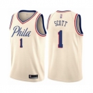 Men's Philadelphia 76ers #1 Mike Scott Authentic Cream Basketball Jersey - City Edition