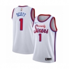 Men's Philadelphia 76ers #1 Mike Scott Authentic White Hardwood Classics Basketball Jersey