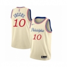 Men's Philadelphia 76ers #10 Maurice Cheeks Swingman Cream Basketball Jersey 2019-20 City Edition