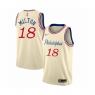 Men's Philadelphia 76ers #18 Shake Milton Swingman Cream Basketball Jersey -2019-20 City Edition