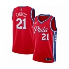 Men's Philadelphia 76ers #21 Joel Embiid Authentic Red Finished Basketball Jersey - Statement Edition