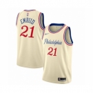 Men's Philadelphia 76ers #21 Joel Embiid Swingman Cream Basketball Jersey 2019-20 City Edition