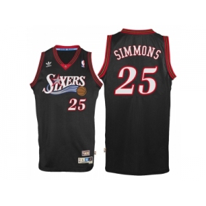 Men's Philadelphia 76ers #25 Ben Simmons Black Throwback Swingman Jersey