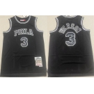 Men's Philadelphia 76ers #3 Allen Iverson Black 1997-98 Throwback Stitched basketball Jersey