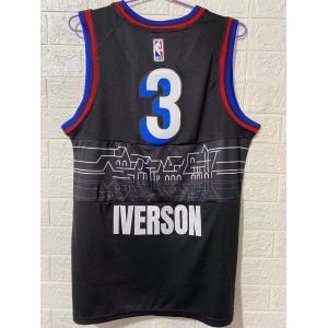Men's Philadelphia 76ers #3 Allen Iverson Black Basketball Jersey 2020-2021 City Edition
