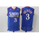 Mens Philadelphia 76ers #3 Allen Iverson Mitchell & Ness Blue Authentic Basketball Jersey