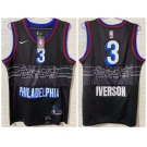 Men's Philadelphia 76ers #3 Allen Iverson NEW Black Nike 2021 Swingman City Edition Jersey