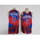 Men's Philadelphia 76ers #3 Allen Iverson Red Black Throwback basketball Jersey