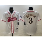 Men's Philadelphia 76ers #3 Allen Iverson White With Patch Cool Base Stitched Baseball Jersey