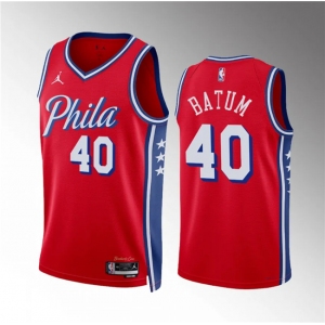 Men's Philadelphia 76ers #40 Nicolas Batum Red Statement Edition Stitched Jersey