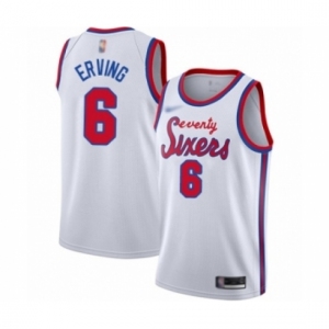 Men's Philadelphia 76ers #6 Julius Erving Authentic White Hardwood Classics Basketball Jersey