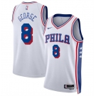 Men's Philadelphia 76ers #8 Paul George White Association Edition Stitched Jersey