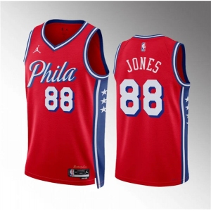 Men's Philadelphia 76ers #88 Kai Jones Red Statement Edition Stitched Jersey