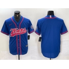 Men's Philadelphia 76ers Blue Black With Patch Cool Base Stitched Baseball Jersey