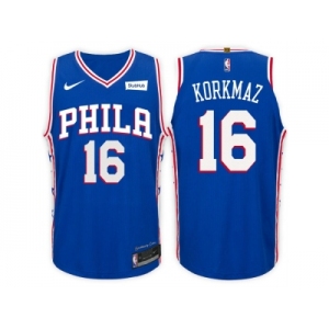 Nike NBA Philadelphia 76ers #16 Furkan Korkmaz Jersey 2017-18 New Season Blue Jersey