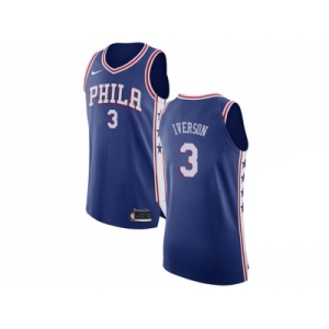 Nike Philadelphia 76ers #3 Allen Iverson Blue NBA Authentic Icon Edition Jersey