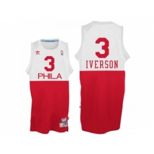 Philadelphia 76ers #3 Allen Iverson White Red Phila Hardwood Classics Swingman Jersey