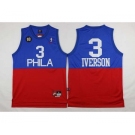 nba jersey philadelphia 76ers #3 iverson blue-red[2016 new 10th]