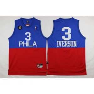 nba jersey philadelphia 76ers #3 iverson blue-red[2016 new 10th]