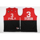 nba jersey philadelphia 76ers #3 iverson red-black[2016 new 10th]