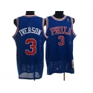 nba philadelphia 76ers #3 iverson blue