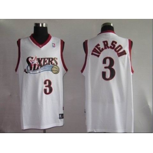 nba philadelphia 76ers 3# iverson white(fans edition) black number