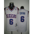 nba philadelphia 76ers #6 erving white