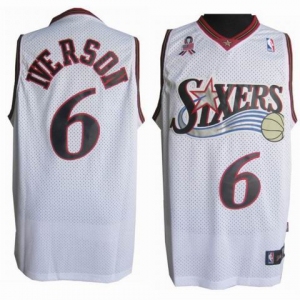 nba philadelphia 76ers #6 iverson white