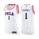 Women's Nike Philadelphia 76ers #1 Landry Shamet Swingman White Pink Fashion NBA Jersey