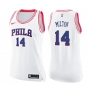 Women's Nike Philadelphia 76ers #14 Shake Milton Swingman White Pink Fashion NBA Jersey