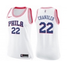 Women's Nike Philadelphia 76ers #22 Wilson Chandler Swingman White Pink Fashion NBA Jersey