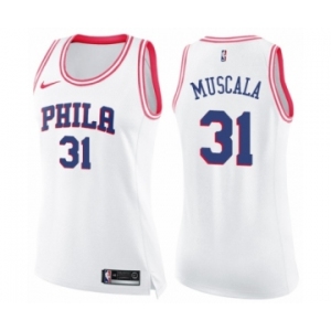 Women's Nike Philadelphia 76ers #31 Mike Muscala Swingman White Pink Fashion NBA Jersey