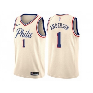 Youth Nike Philadelphia 76ers #1 Justin Anderson Swingman Cream NBA Jersey - City Edition