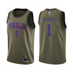Youth Nike Philadelphia 76ers #1 Landry Shamet Swingman Green Salute to Service NBA Jersey