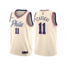 Youth Nike Philadelphia 76ers #11 Nik Stauskas Swingman Cream NBA Jersey - City Edition