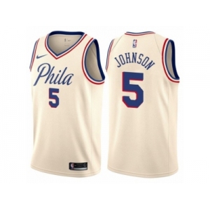Youth Nike Philadelphia 76ers #5 Amir Johnson Swingman Cream NBA Jersey - City Edition