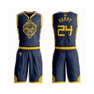 Golden State Warriors #24 Rick Barry Authentic Navy Blue Basketball Suit 2019 Basketball Finals Bound Jersey - City Edition