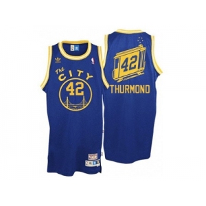 Golden State Warriors #42 Nate Thurmond The City Throwback Blue Swingman Jersey