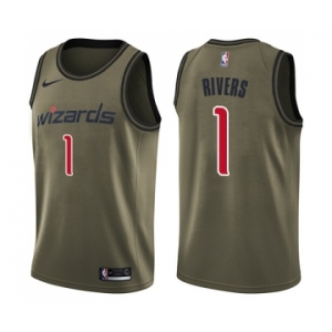 Men's Nike Washington Wizards #1 Austin Rivers Swingman Green Salute to Service NBA Jersey