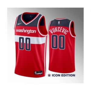 Men's Washington Wizards #00 Tristan Vukcevic Red 2023 Draft Icon Edition Stitched Jersey