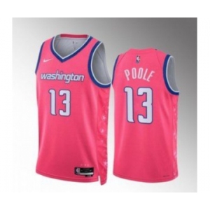 Men's Washington Wizards #13 Jordan Poole Pink Cherry Blossom City Edition Limited Stitched Basketball Jersey